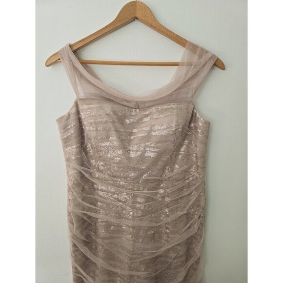 Rickie Freeman Teri Jon Campaign Sequin Off The Shoulder Gown Dress 18 ALTERED - Picture 2 of 13